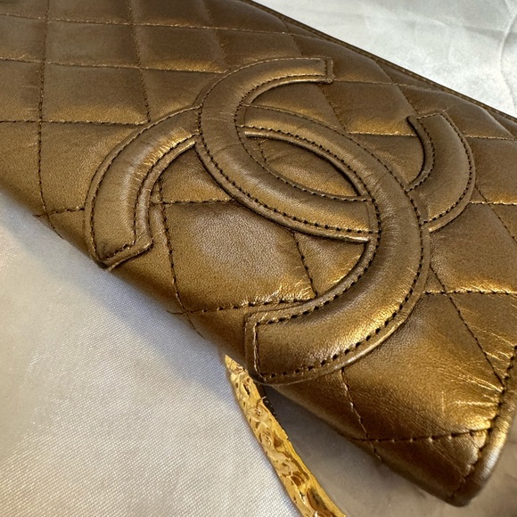 Chanel Cambon Bronze Gold CC Logo Long Wallet - Picture 3 of 12